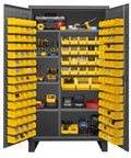 Beefy Industrial Steel Locker Cabinet With Recessed Doors And Locking Hardware For Workshop And Garage Built To Last Storage Solution With Pegboard Organization System And Extra Heavy Duty Construction, open