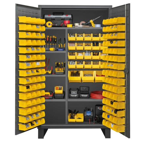 Beefy Industrial Steel Locker Cabinet With Recessed Doors And Locking Hardware For Workshop And Garage Built To Last Storage Solution With Pegboard Organization System And Extra Heavy Duty Construction, open