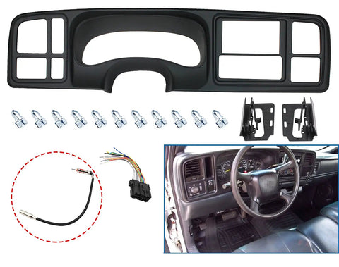 Double Din Dash Kit With Wiring Harness And Antenna Adapter For 1999 To 2002 GM Full Size Trucks And SUVs Silverado Sierra