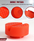 Close-up of Beefy Heavy Duty Polyethylene Jack Pad Set For Trolley Floor Jacks showing anti-slip texture, red disk.