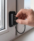 Heavy Duty 2 Pack Fridge And Cabinet Locks With 4 Digit Code Kid Safe Lock installed on window frame