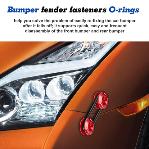JDM Black Bumper Quick Release Fasteners Kit With Rubber Bands O Rings And Washers Universal Fit installed on car bumper