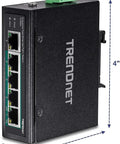 5 Port Industrial Unmanaged Fast Ethernet PoE Plus DIN Rail Switch TI PE50 with 200W Power Budget IP50 Rated NDAA TAA Compliant