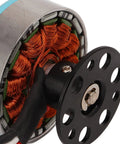 Close-up of High Pull RC Motor With Aluminum Alloy Housing And Copper Coil, showcasing heat dissipation design, 820G thrust.