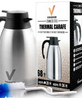 68 Oz Stainless Steel Thermal Coffee Carafe With 12 Hour Heat Retention And 24 Hour Cold Retention Ultra Versatile Beverage Dispenser, box, brush
