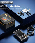 Endoscope Camera With Light 1920P HD Borescope Inspection Camera 4.3 Inch IPS Display IP67 in packaging with accessories.