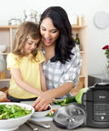 Mother and daughter in kitchen with pressure cooker and sealing ring silicone gasket for 6.5 Qt and 8 Qt pressure cooker and air fryer