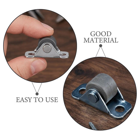 Image of Eight Piece Low Profile Rigid Rubber Caster Wheels Non Swivel Fixed Plate Casters With Silent Rolling and Floor Saving Design for Heavy Furniture.