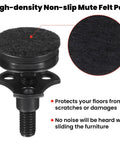 Badass Heavy Duty Furniture Levelers Adjustable Standard Threaded Feet With Steel T Nut Kit large base with non-slip felt pad.