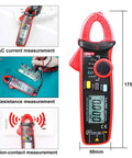Compact Digital Clamp Meter 200A True RMS AC DC Current Tester With Voltage Frequency Temperature Resistance and Diode Test, red