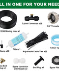 Components of Outdoor Misting System for Patio Cooling 75Ft Water Mister Hose Kit with Brass Nozzles Portable Mist System