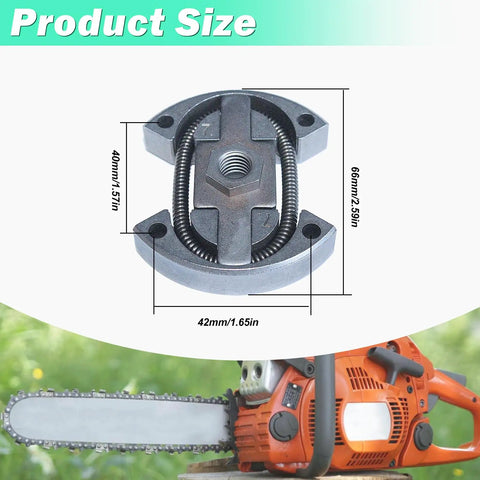 Close-up of 325 Inch Heavy-Duty Clutch Drum Rim Sprocket Kit for Husqvarna Chainsaws with dimensions, fits 55 Rancher 50 51 154 254