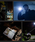Powerful 2000 Lumen Pocket Flashlight with SST40 LED used for hiking, dog walking, reading, and electrical work at night.