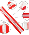 Two Pack 300 By 45mm Acrylic Piano Hinges With Stainless Steel Core Shaft, close-up of red acrylic and steel continuous hinge