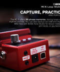 RC-5 Loop Station: Compact Pedal for Next-Level Looping, 32-Bit AD-DA and Floating-Point Processing, close-up of MIDI and USB ports.