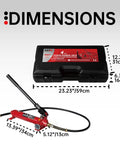 Image showing 4 Ton Porta Power Hydraulic Ram Jack Kit 8800 Lbs Capacity tools in case with dimensions for collision repair.