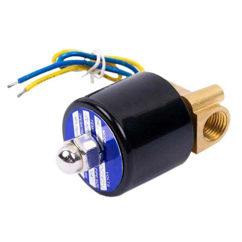 Electric Copper Solenoid Valve Normally Closed For Water Air And Gas 12V DC One Quarter Inch NPT Two Point Five Millimeter Orifice