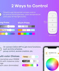Smart WiFi RGBW A19 Light Bulbs With Remote Control, remote and app interface for brightness and color control options