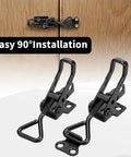 Stainless Steel Toggle Clamp Latch With 100 Kg Holding Capacity And Adjustable Quick Release Buckle installed on wood cabinet