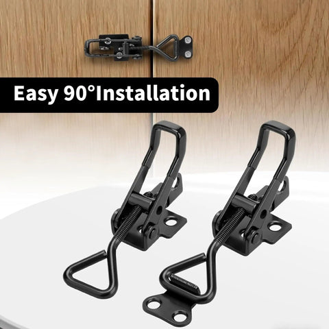 Stainless Steel Toggle Clamp Latch With 100 Kg Holding Capacity And Adjustable Quick Release Buckle installed on wood cabinet