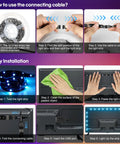 Instructions for installing USB RGB LED Strip Lights Kit With Remote 4 Pre Cut 1.64Ft And 6.56Ft Strips for TV and PC setup