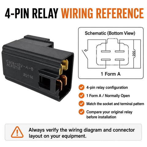 Heavy Duty 12V 30A 4-Pin Form A Relay, 1 Pack, Socket and Bracket Included, High Current Switching for Automotive Electronics and DIY Projects Ready for Easy Install wiring diagram