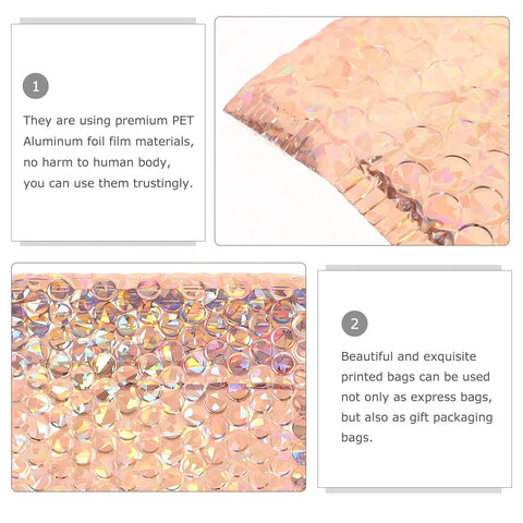 Rose gold Air Cushion Bubble Mailers Self Adhesive 15x13cm Pack Of 20 close-up showing bubble texture and premium PET foil.