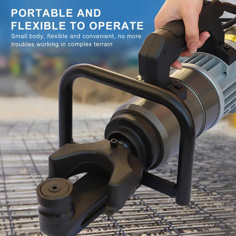 Super Lightweight Hydraulic Rebar Bender Machine For Tunnel Projects Bends Steel Rods Up To 32 Mm With Rapid 90 Degree Action close-up of the portable motor handle.