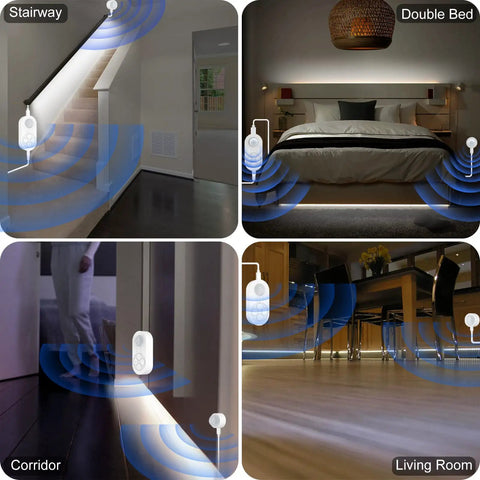 Dual Sensor Stair Lights Indoor Motion Light Strip Plug In Night Light 6000K Cold White UL 12V Adapter Dimmer And Timer Ideal