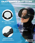 Diver wearing Dope Anti Fog 180 Degree View Diving Mask for Adults Teens Women Men with Tempered Glass Lens snorkeling in clear water.