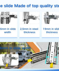 Heavy Duty Full Extension Drawer Slides With Screws Ball Bearing Side Mount 80 Inch 500 Lb Load Capacity Beefy Glide dimensions