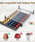 Glass-top Coffee Pod Holder Organizer For Original Line Nespresso Holds 60 Pods In Slim Drawer Style Kitchen Countertop Rack