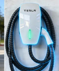 Tough As Nails EV Charger Cable Protector Featuring Flexible Wire Sleeve And Anti Wear Guard Designed For 7/8 Inch Cables mounted to wall.