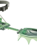 Ultralight 12 Point Automatic Crampons With 3D Frame For Mountaineering Boots, showing side view of green metal frame and points