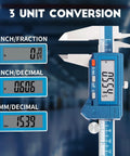 6 Inch IP54 Digital Caliper In Stainless Steel With Large LCD For Precision Measurements In Inch Metric And Fraction Modes