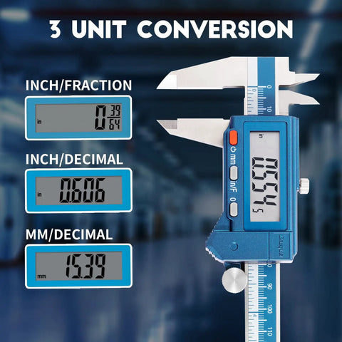 6 Inch IP54 Digital Caliper In Stainless Steel With Large LCD For Precision Measurements In Inch Metric And Fraction Modes
