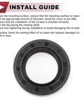 Install guide for 25x42x10mm high pressure rotary shaft oil seals with nitrile rubber and steel spring.