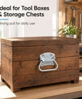 3-1/2 Inch Chest Handles, Two Pack, Steel Surface Mount Pull Ring Handles, Zinc Plated For Wooden Trunks and Storage Boxes