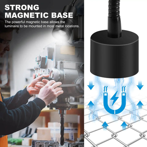 7W Magnetic Base LED Work Light With Adjustable Focusing Head And Flexible Gooseneck Magnetic Shop Lamp on lathe machine