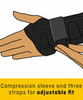 Left Hand Compression Wrist Brace With Three Adjustable Straps For A Custom Fit And Moderate Support Lets Your Fingers Move Naturally Easy To Use Black Size L/XL