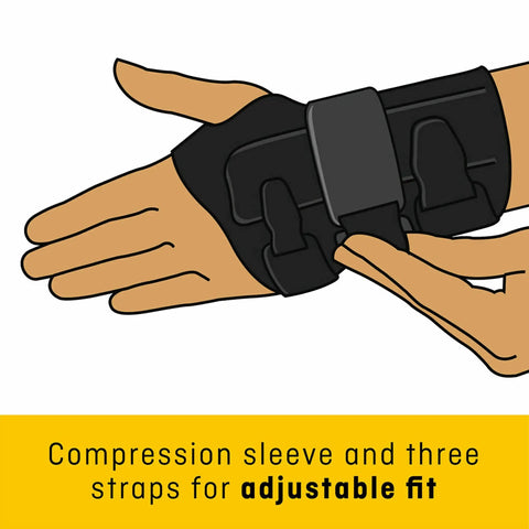 Left Hand Compression Wrist Brace With Three Adjustable Straps For A Custom Fit And Moderate Support Lets Your Fingers Move Naturally Easy To Use Black Size L/XL