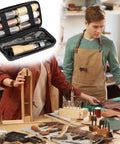 All-In-One Leather Sewing Kit With Waxed Thread, 40-Piece Awl Set, Extra Awls, 24 Leather Needles, for crafting in workshop.