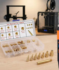 Brass Heat Set Inserts Kit With Knurled Threaded Inserts Assortment M2 M2.5 M3 M4 M5 M6 M8, 90W Soldering Iron, Tweezers And Holder.