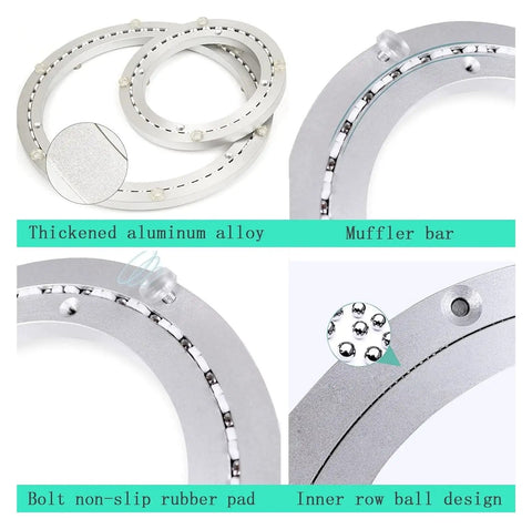 Components of Beefy Heavy Duty Table Bearing Turntable Swivel Base With Smooth 360 Degree Rotation For Kitchen And Dining Lazy Susan Hardware