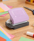 6 Hole Punch For A4 A5 B5 Notebooks And Planners, Portable Handheld Metal Circle Paper Puncher with 8 Sheet Capacity on desk
