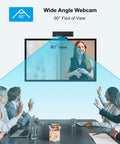 Hella Sharp 1080P Hd Webcam With Zero Fuss Setup shows wide angle view during a video meeting with participants engaged.