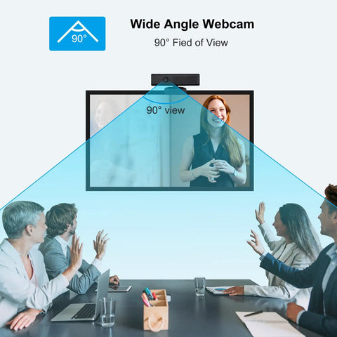 Hella Sharp 1080P Hd Webcam With Zero Fuss Setup shows wide angle view during a video meeting with participants engaged.
