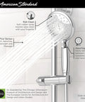 American Standard 4-Function Handheld Shower Head With 5-Inch Face 1.8 GPM Polished Nickel easy grip shown in use