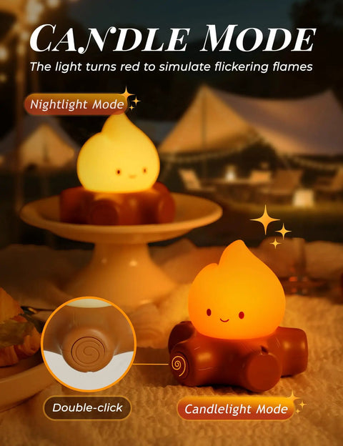 Chibi Campfire Night Light With White Noise Portable Rechargeable Cozy Camping Glow For Kids Rooms Sleep Aid Night Light