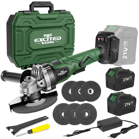 Cordless 20V 5 Inch Angle Grinder With Brushless Motor, Beast Power, Includes 2X 4.5Ah Batteries, Adjustable Handle, Polishing